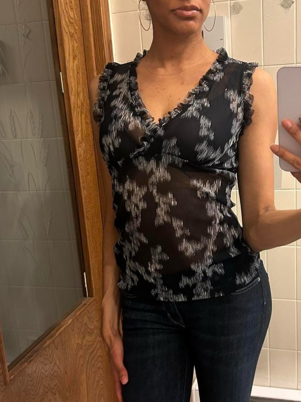Mexx Ruffle Sheer Mesh Tank Top - Picture 6 of 6